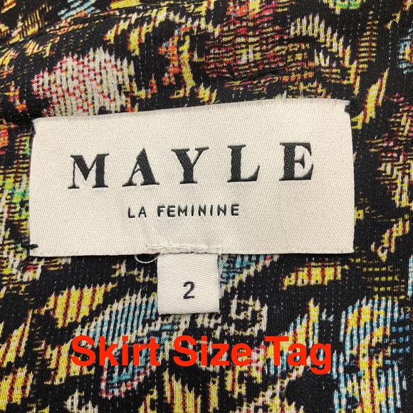 MAISON MAYLE BLACK MULTI PRINTED SILK BLOUSE AND SKIRT TWO-PIECE SET - Picture 5 of 6